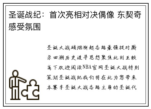 圣诞战纪：首次亮相对决偶像 东契奇感受氛围